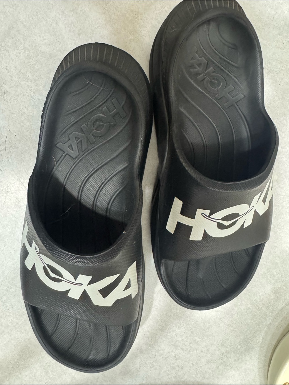 HOKA Ora Recovery Slide 2 Graphic Black / White Sandals Women US 6